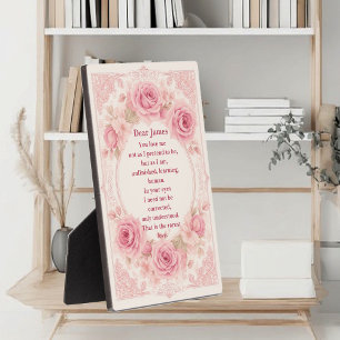 Rare Love Poem Soulmate Vintage Pastel Rustic Rose Plaque