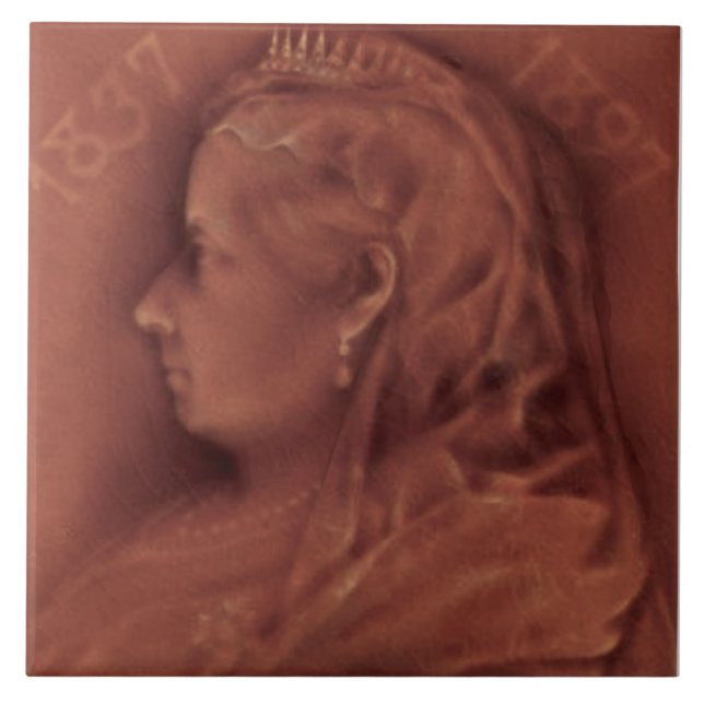 Rare Mauve Queen Victoria 1837-1897 Commemorative Tile (Front)
