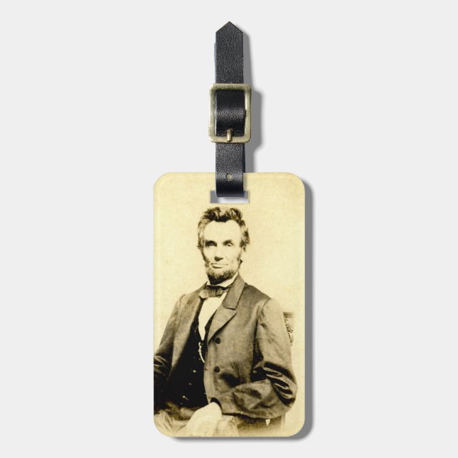 RARE President Abraham Lincoln STEREOVIEW VINTAGE Luggage Tag (Front Vertical)