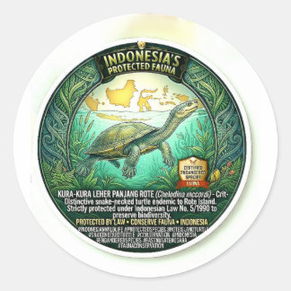 Rare Rote Island Snake-Necked Turtle Art - Protect Classic Round Sticker