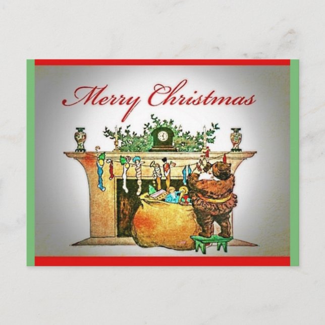 Rare Santa Dressed all in Brown Fur Postcard (Front)