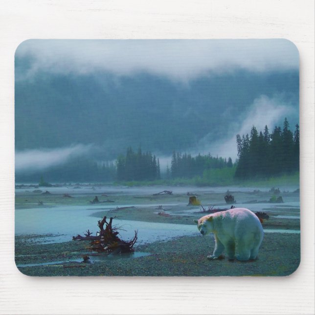 Rare Spirit Bear and Misty BC River Mouse Mat (Front)
