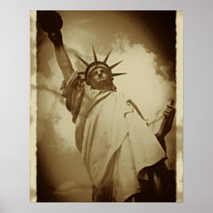 Rare Vintage Statue of Liberty Historical Picture Poster