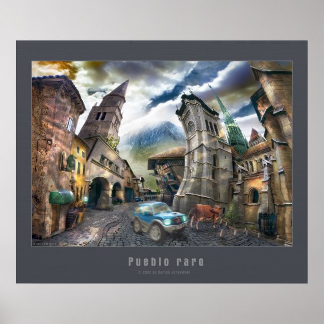 Raro Pueblo | Poster with grey frame (Front)