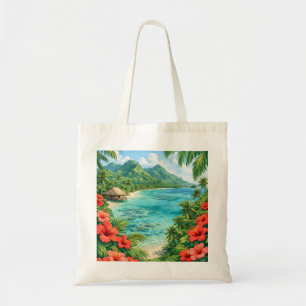 Rarotonga Cook Islands Tropical Hibiscus Beach Tote Bag