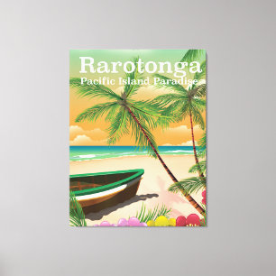 Rarotonga pacific island vintage travel poster canvas print