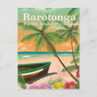 Rarotonga pacific island vintage travel poster