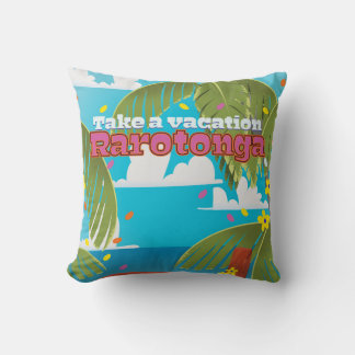 Rarotonga vintage travel poster cushion