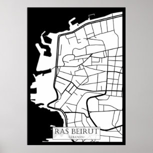 Ras Beirut Lebanon City Map Poster