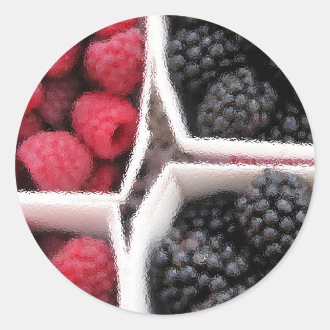 Rasberries and Blackberries Classic Round Sticker (Front)