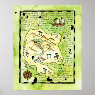 Rascals' Island Pirate Treasure Map Poster