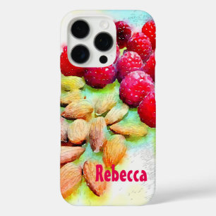 Raspberries and Almonds Snack Watercolor Artwork iPhone 16 Pro Case