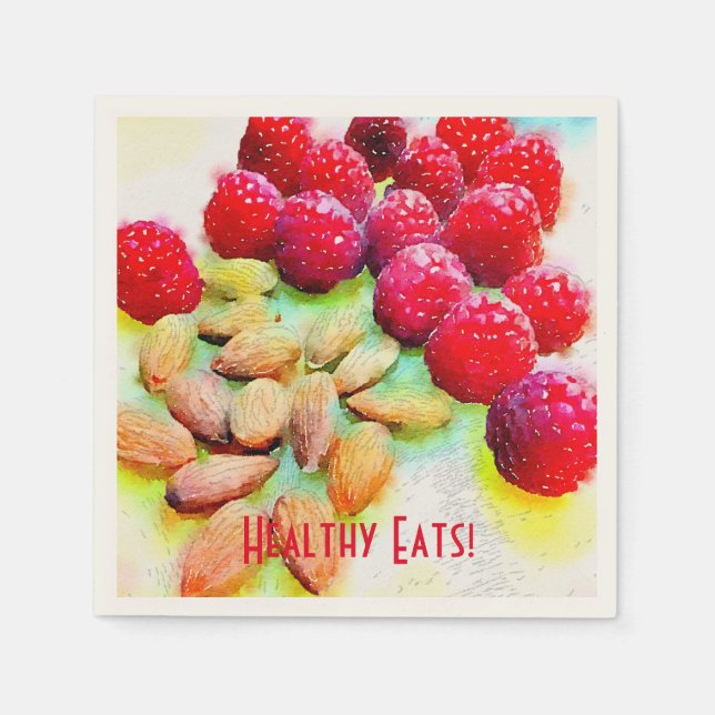 Raspberries and Almonds Watercolor Napkin (Front)