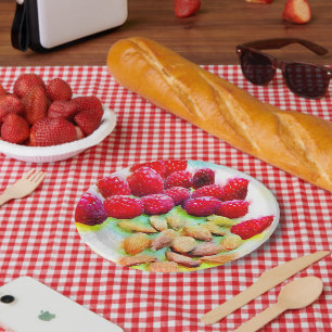 Raspberries and Almonds Watercolor Paper Plate