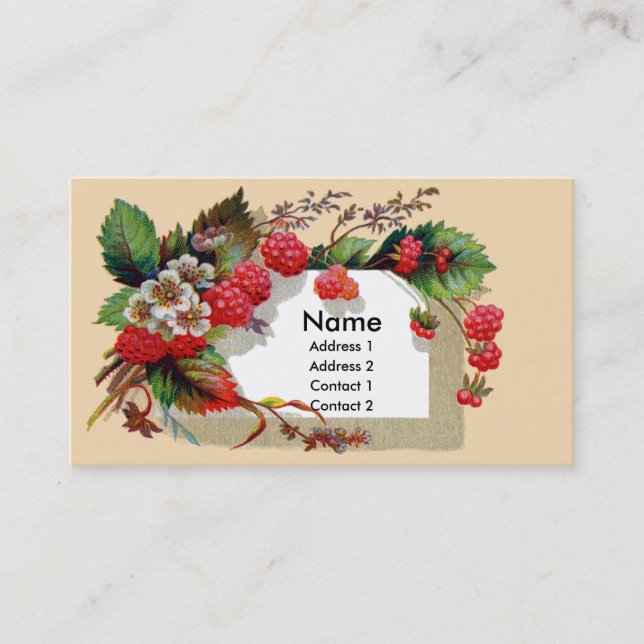 Raspberries and Blossoms Victorian Business Card (Front)