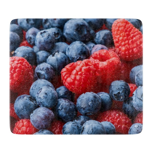 Raspberries and Blueberries Cutting Board (Front)