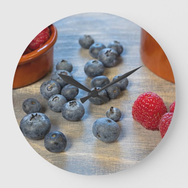 Raspberries and Blueberries Large Clock (Front)