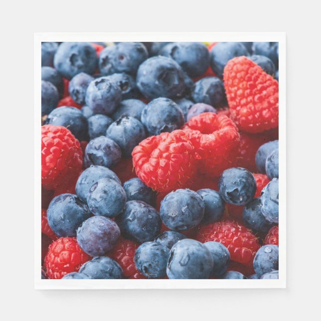 Raspberries and Blueberries Napkin (Front)