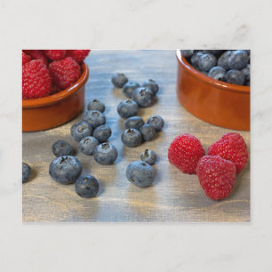 Raspberries and Blueberries Postcard