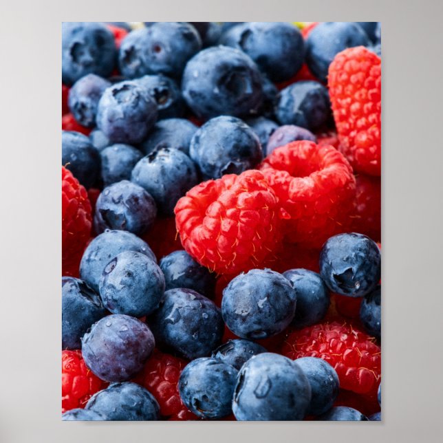 Raspberries and Blueberries Poster (Front)