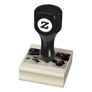 Raspberries and Blueberries Rubber Stamp