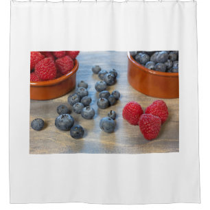 Raspberries and Blueberries Shower Curtain