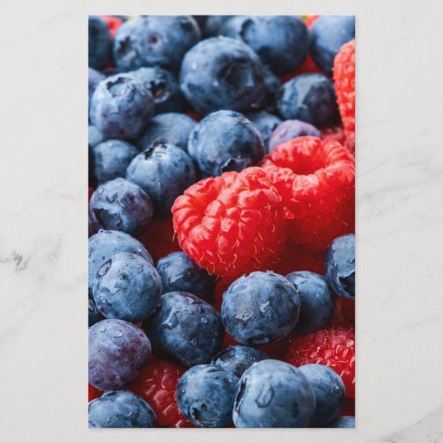 Raspberries and Blueberries Stationery (Front)