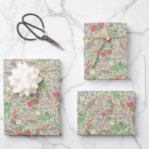 Raspberries Butterflies Currants Strawberry Garden Wrapping Paper Sheet