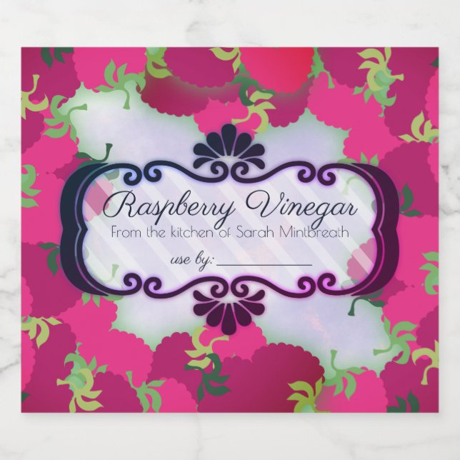 Raspberries flavoued vinegar home canning label (Single Label)