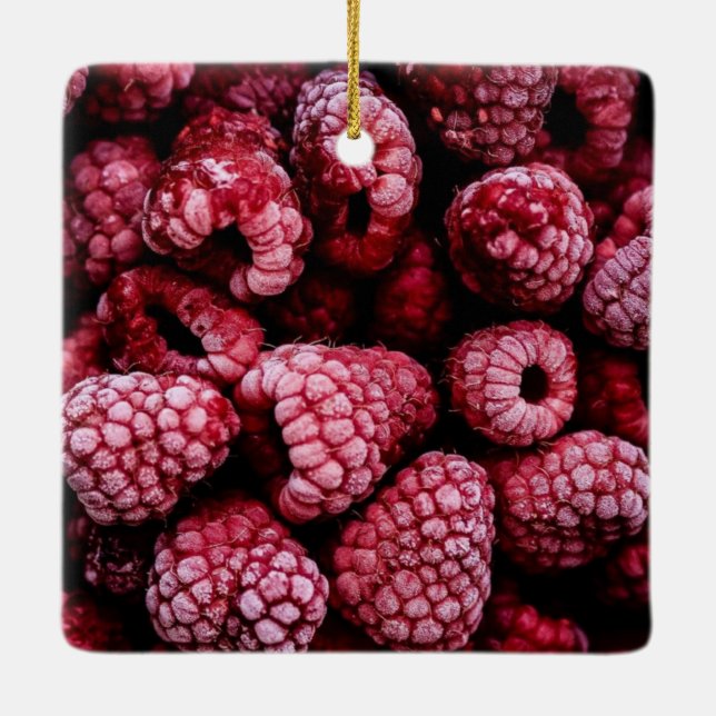 Raspberries Fresh Red Ceramic Ornament (Back)