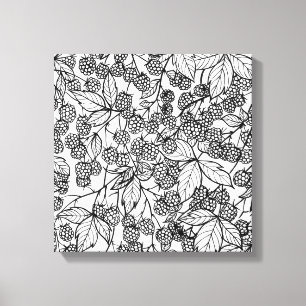 Raspberries hand drawn pattern canvas print