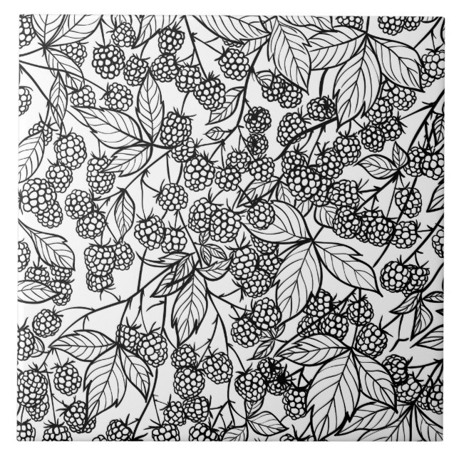Raspberries hand drawn pattern tile (Front)