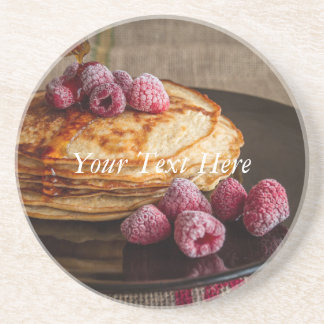 Raspberries on a stack of French Pancakes Coaster