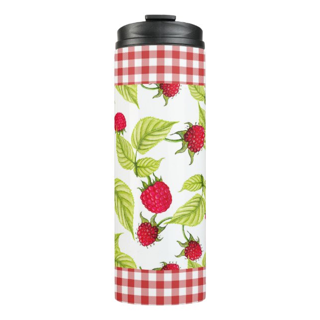 Raspberries on Red Gingham  Thermal Tumbler (Front)