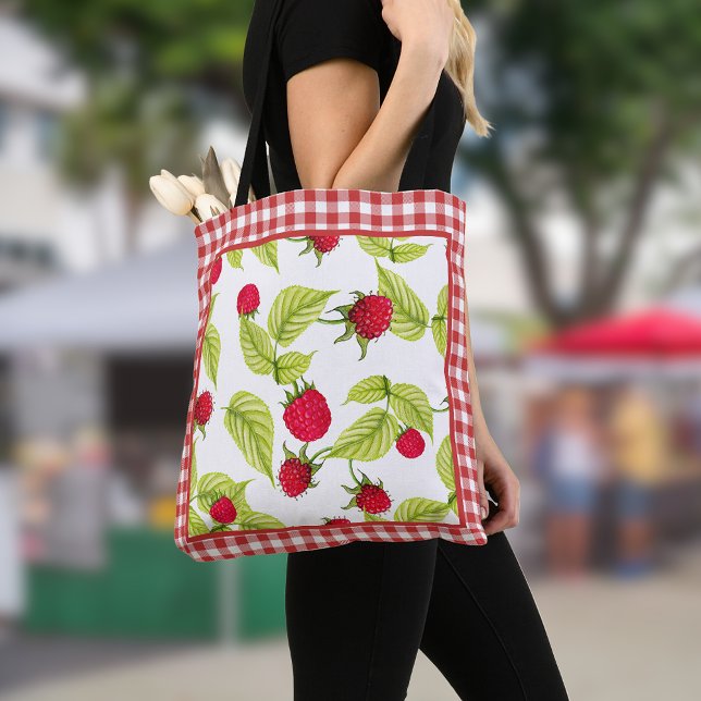 Raspberries on Red Gingham  Tote Bag (Creator Uploaded)