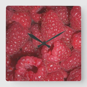 Raspberries Square Wall Clock