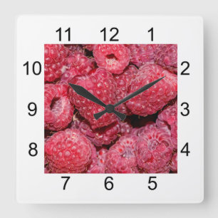 Raspberries Square Wall Clock