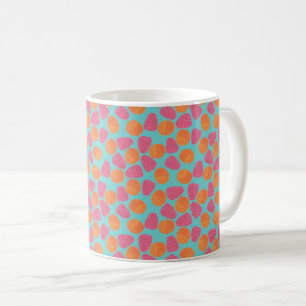 Raspberries Tangerines on Bright Turquoise Blue Coffee Mug