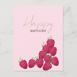 Raspberries Watercolor Illustration Postcard