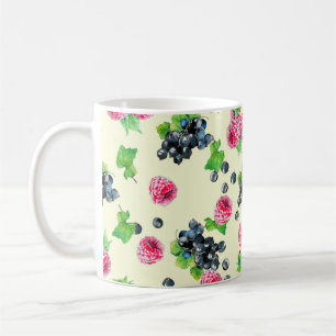 Raspberry and black currant watercolor illustratio coffee mug