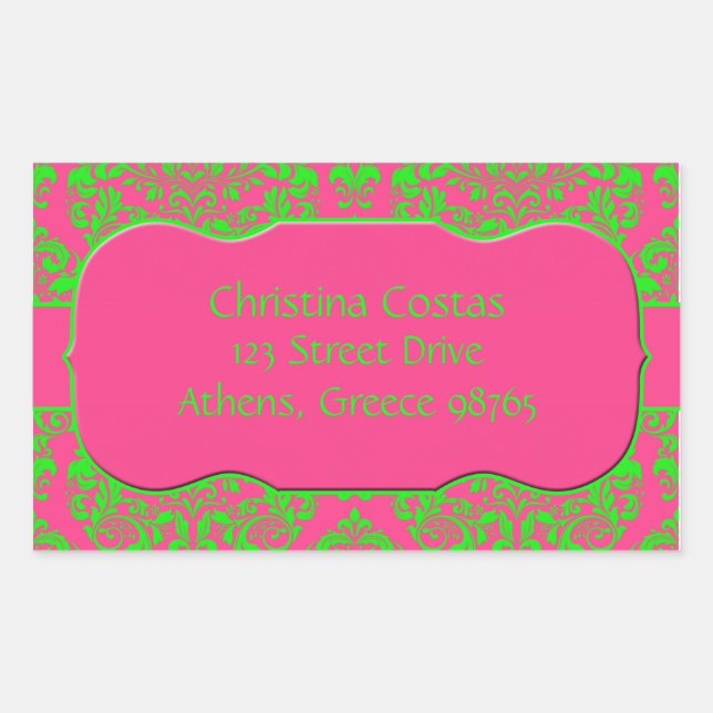 Raspberry and Lime Rectangular Sticker (Front)