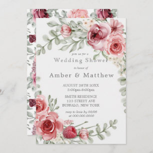 Raspberry and Pink Watercolor Peony Wedding Shower