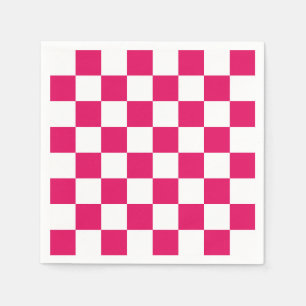 Raspberry and White Chequered Pattern Napkin