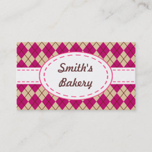 Raspberry Argyle Business Cards