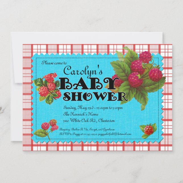 Raspberry Baby Shower Invitation (Front)