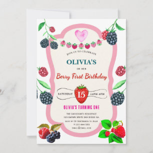 Raspberry Birthday Party Invitation