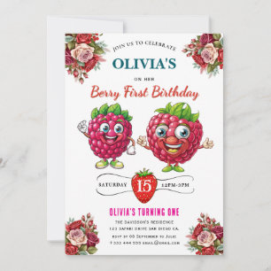 Raspberry Birthday Party Invitation
