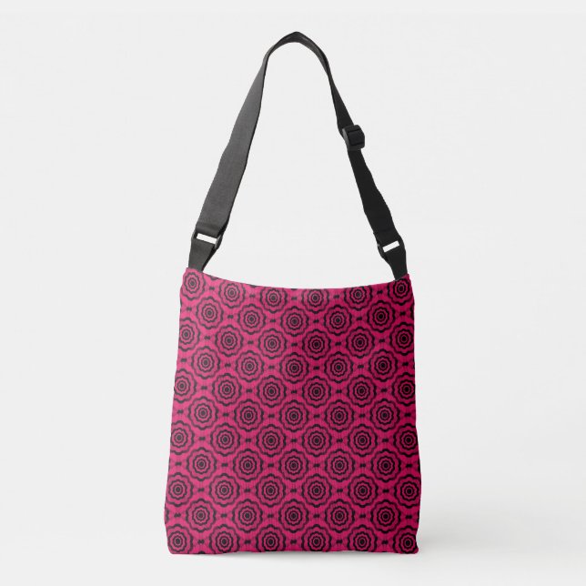 Raspberry Black Flower Seamless Pattern Crossbody Bag (Front)