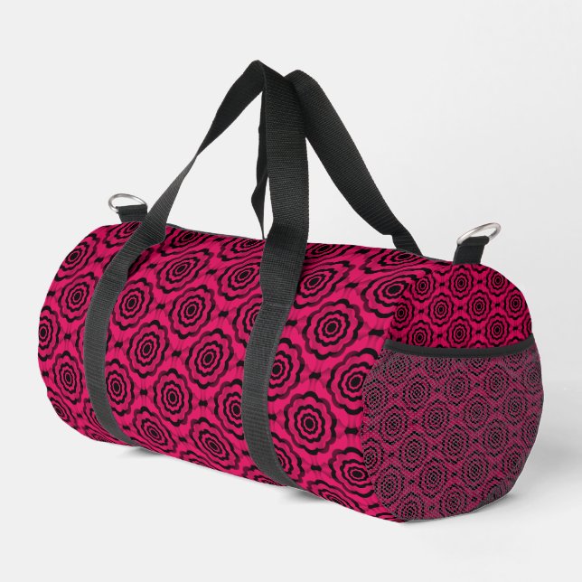 Raspberry Black Flower Seamless Pattern Duffle Bag (Right Corner)