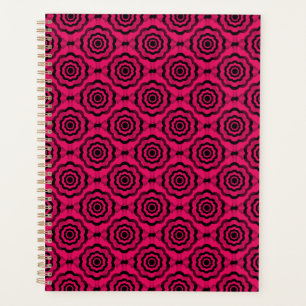 Raspberry Black Flower Seamless Pattern Planner